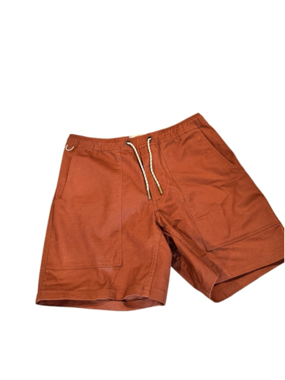 Men's LIVSN flex canvas Flat Front Shorts M Brown White k7